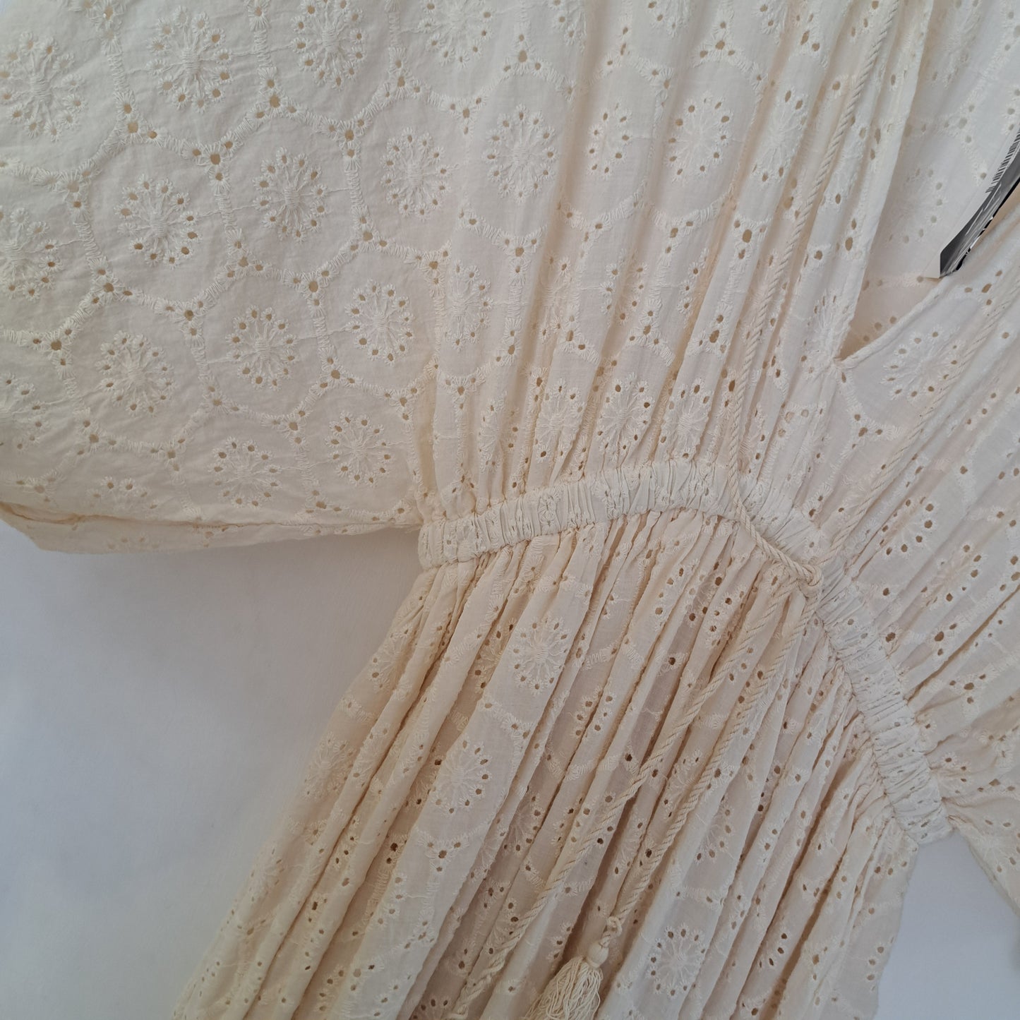 Broderie anglaise cream maxi dress