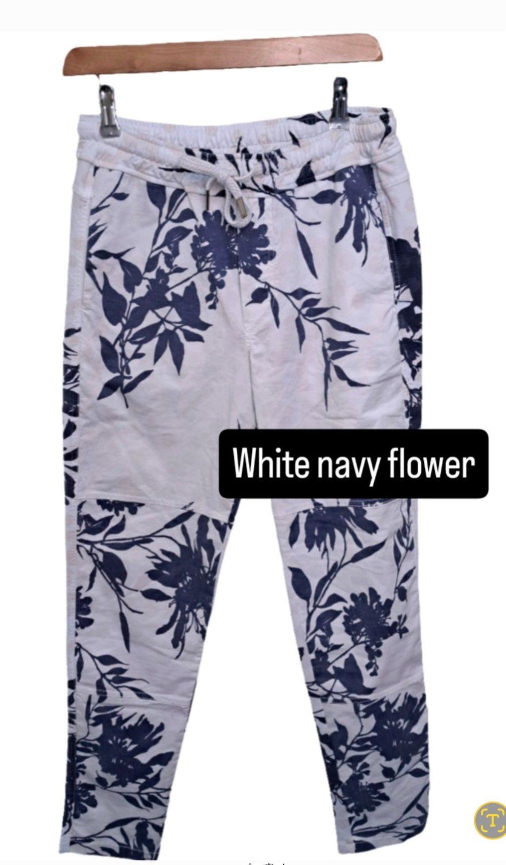 Pull on comfy cotton trousers.