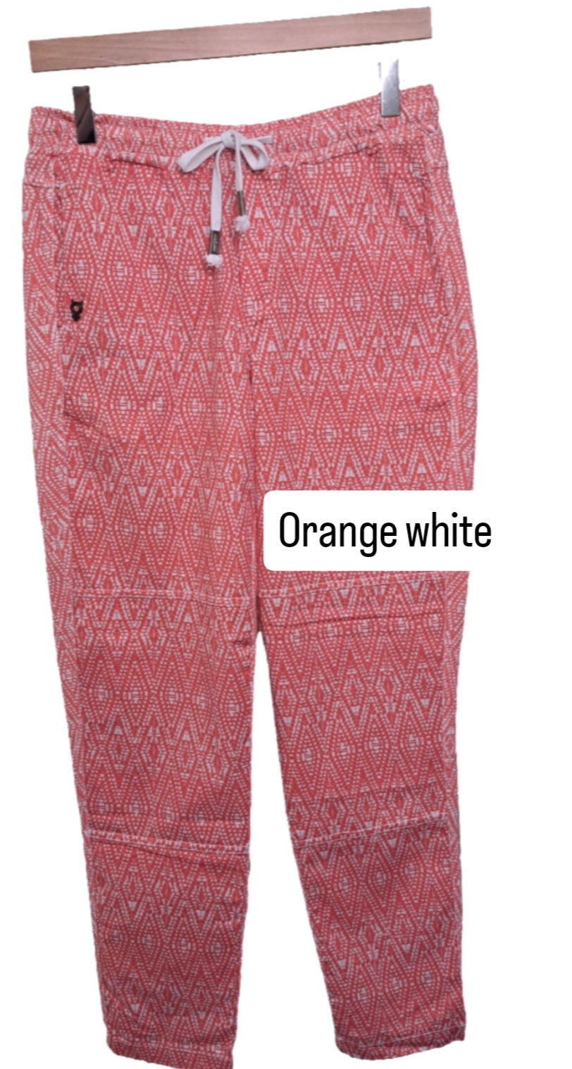 Pull on comfy cotton trousers.