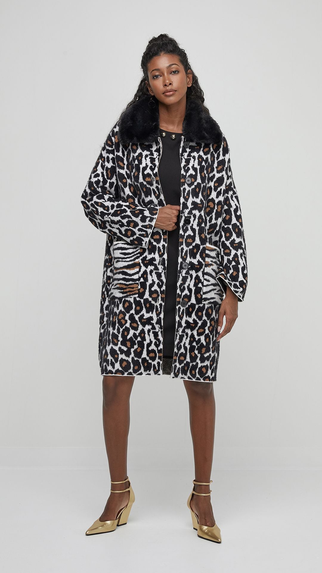 animal print cosy knit jacket - Maya Maya Ltd