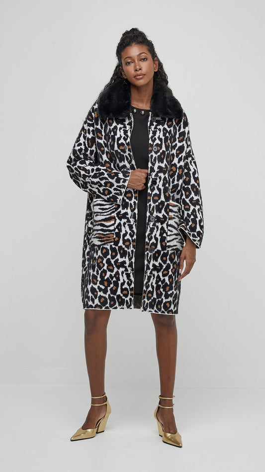 animal print cosy knit jacket - Maya Maya Ltd