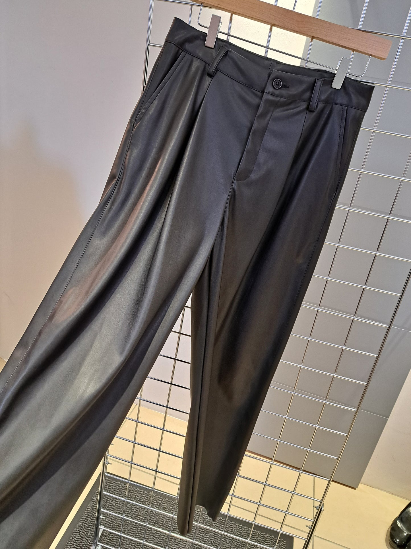 Funky Staff vegan leather wide leg trousers - Maya Maya Ltd