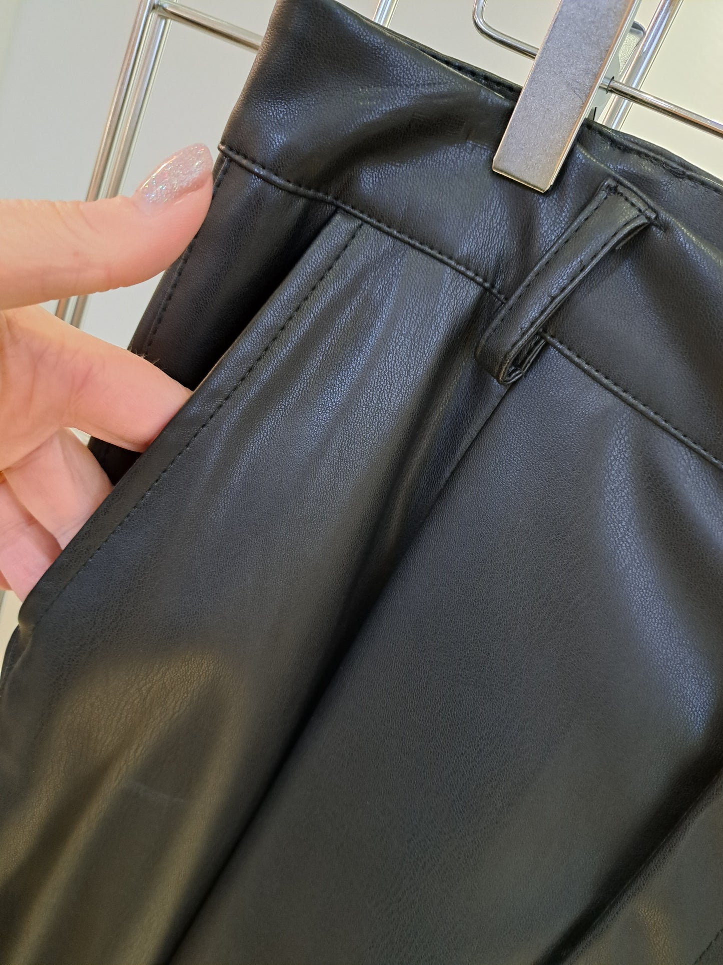 Funky Staff vegan leather wide leg trousers - Maya Maya Ltd