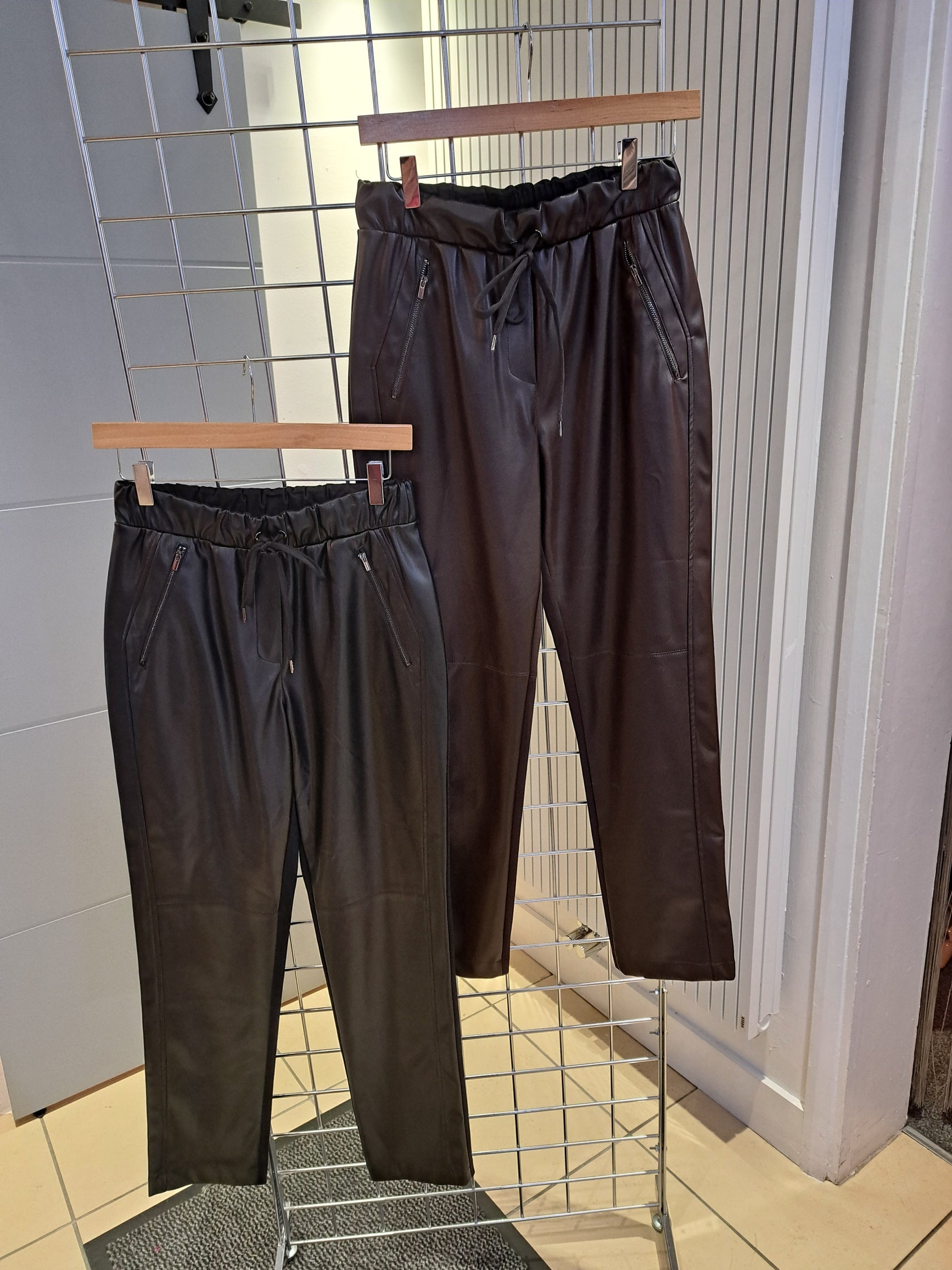 Naya brown half pleather pants. black and brown