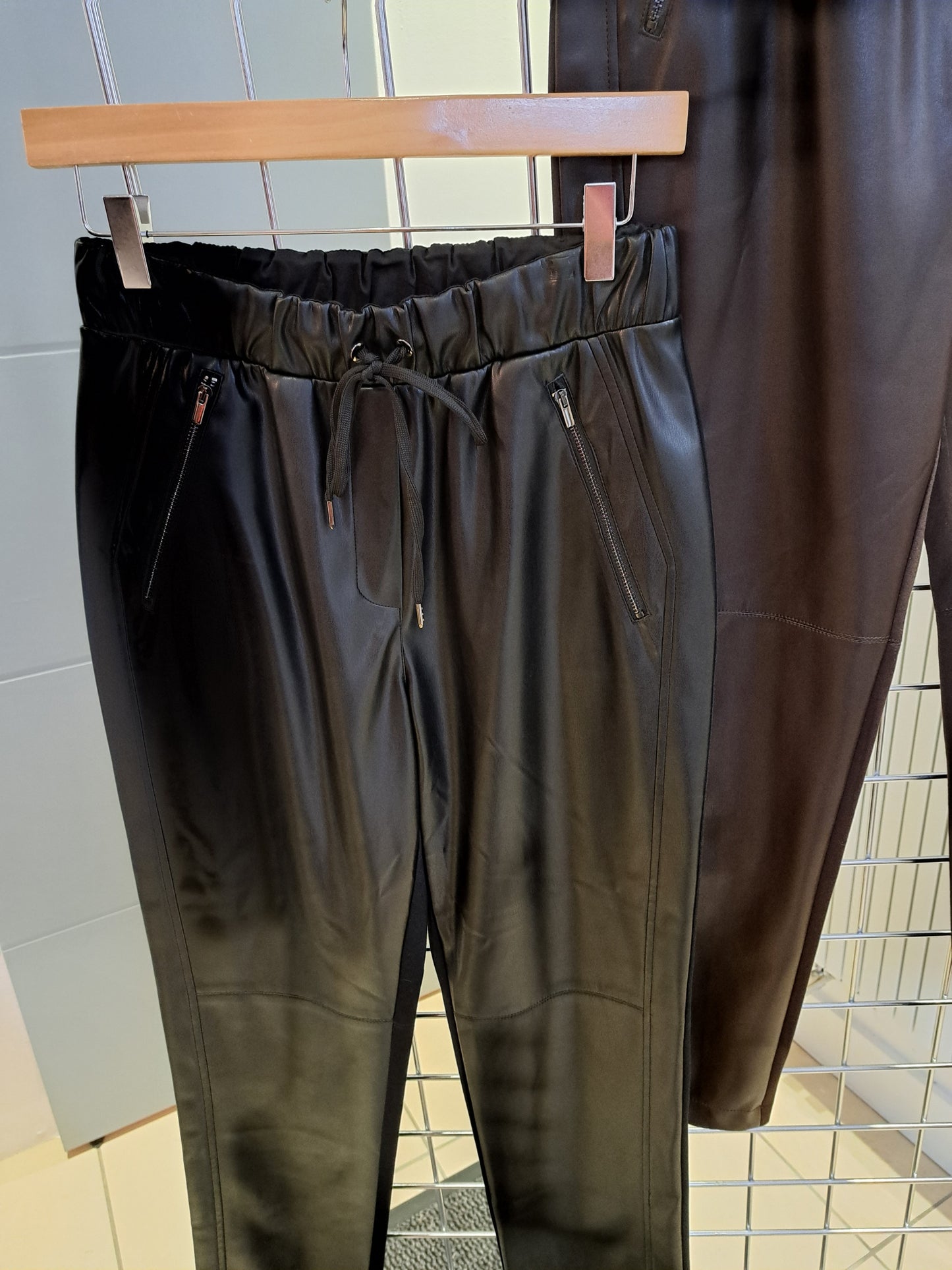 Naya brown half pleather pants. black and brown - Maya Maya Ltd