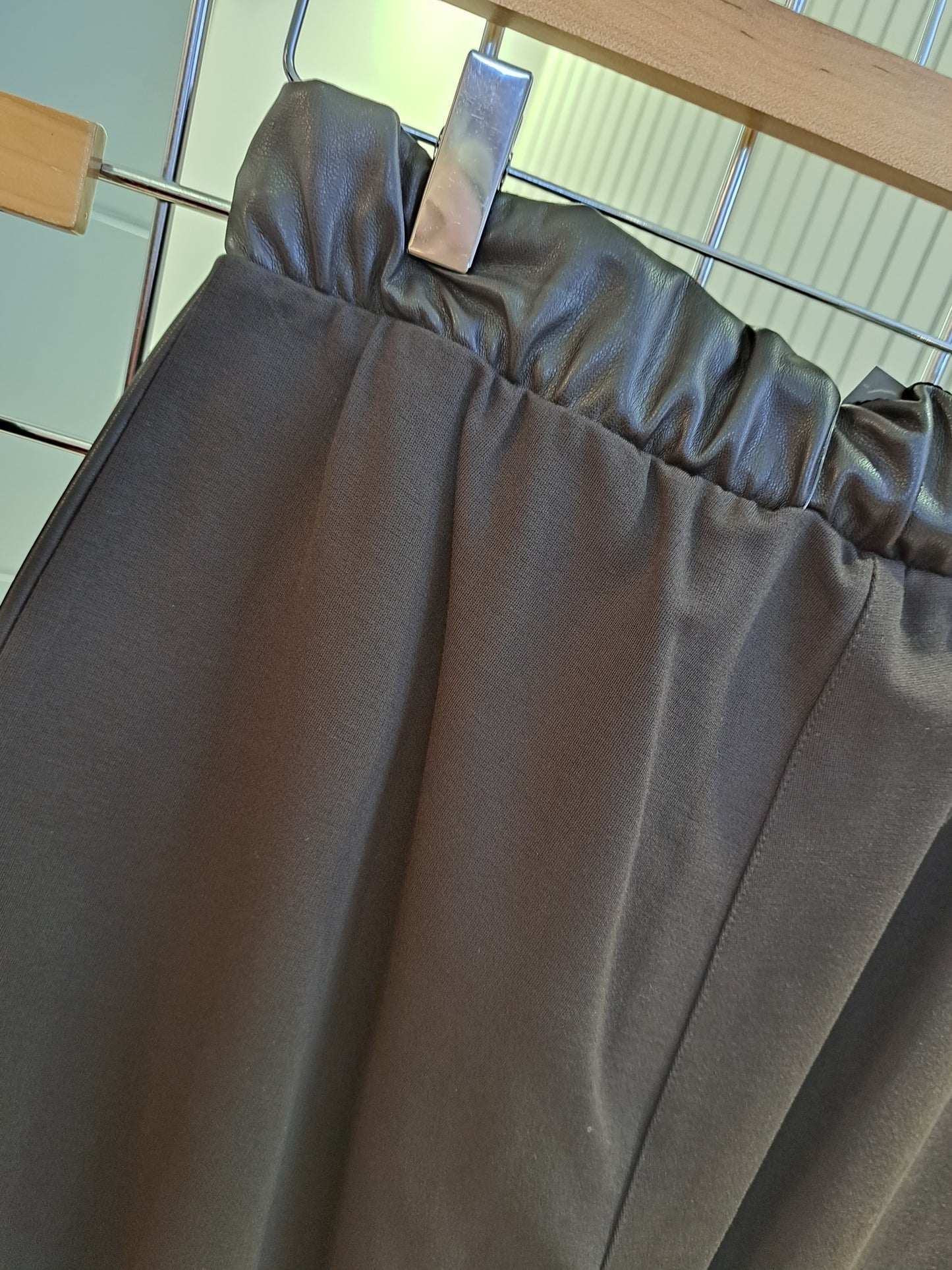 Naya brown half pleather pants. black and brown - Maya Maya Ltd