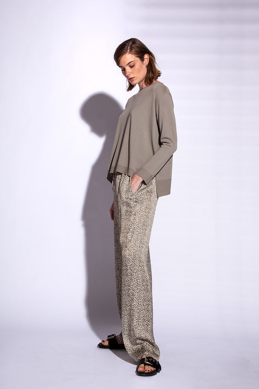 Silky Loose Fit Abstract Print Trousers - Maya Maya Ltd