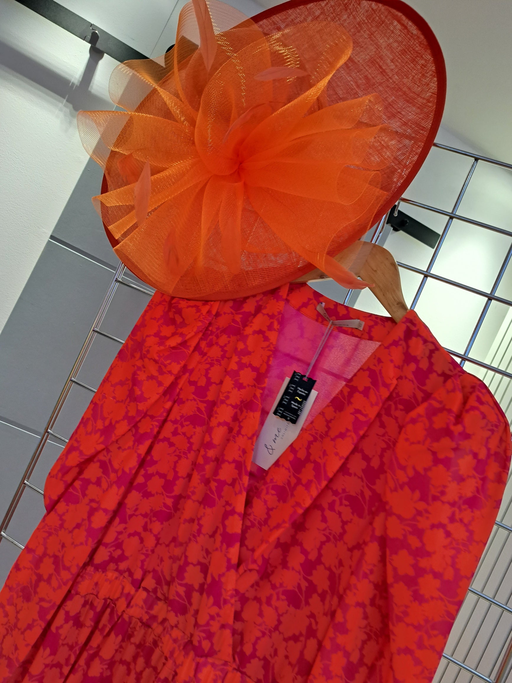 Print tiered dress orange pink - Maya Maya Ltd