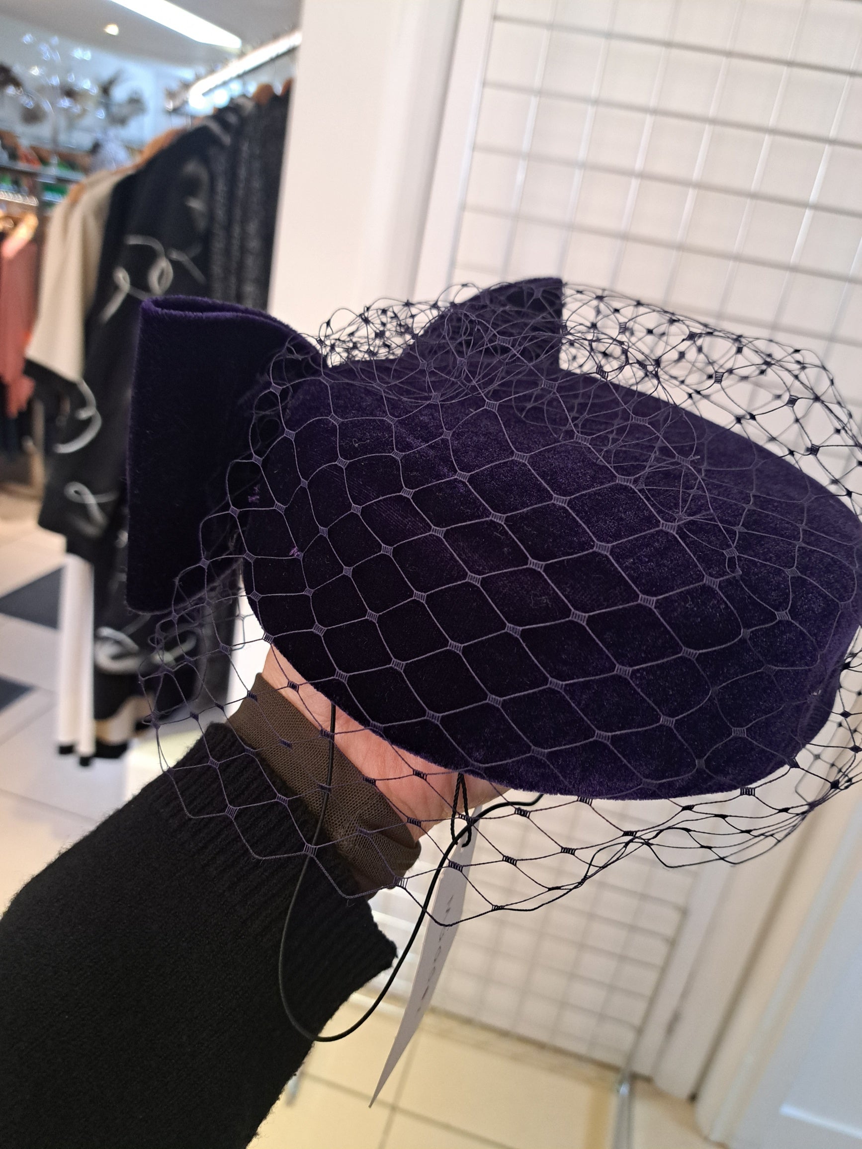 Purple Velvet Pill box hat - Maya Maya Ltd