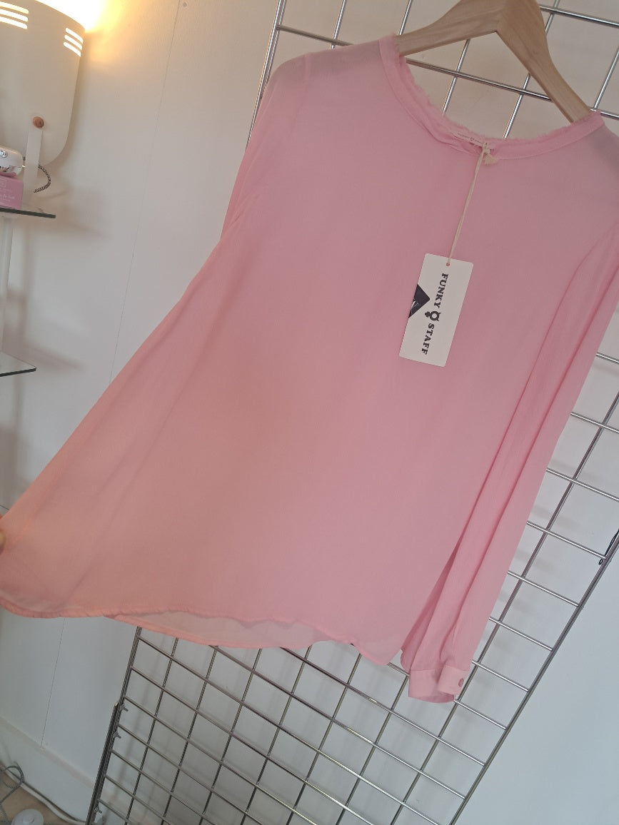 Funky Staff pretty pink silk mix blouse - Maya Maya Ltd
