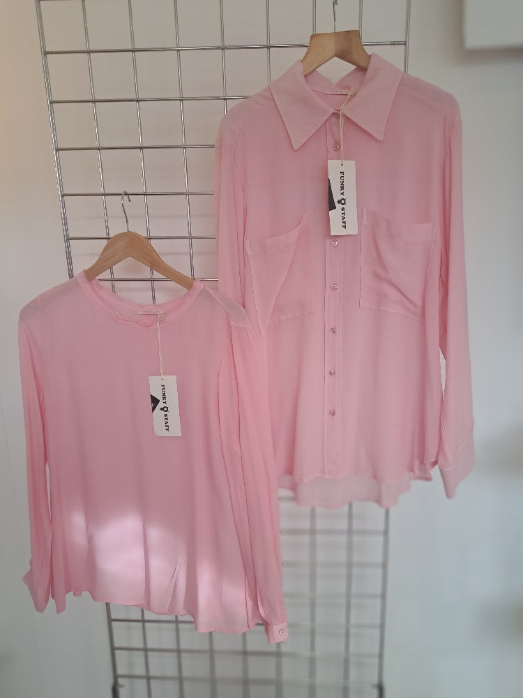 Funky Staff pretty pink silk mix blouse - Maya Maya Ltd