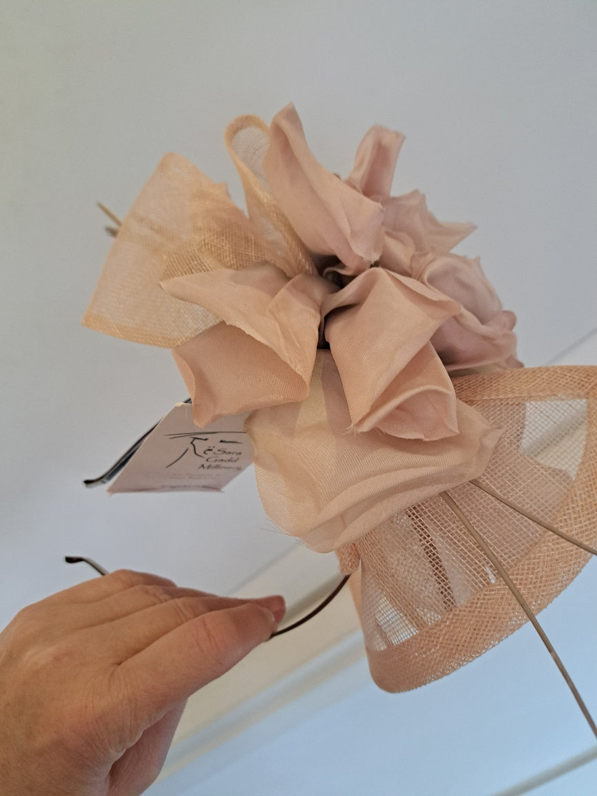 Sara Gadd pink fascinator - Maya Maya Ltd