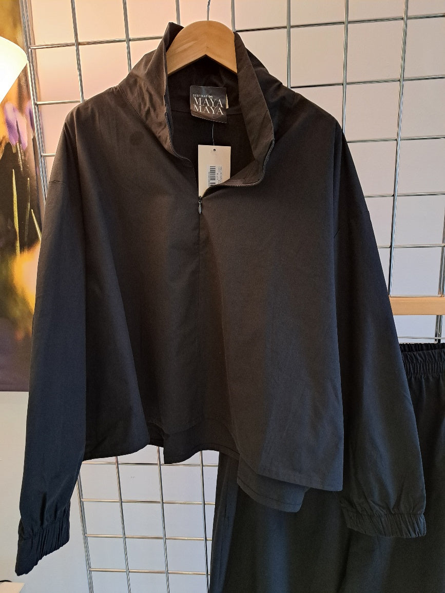 black Zip Neck top - Maya Maya Ltd