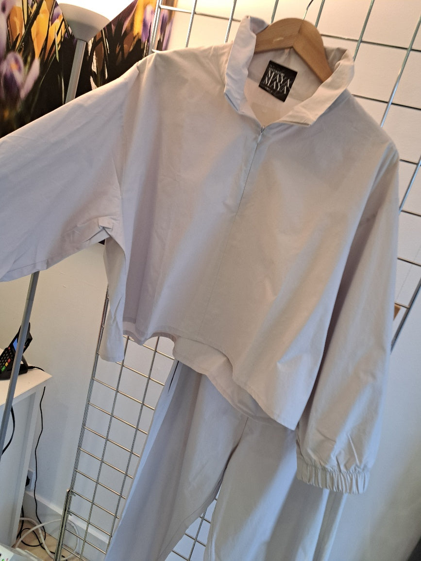 Ice Grey zip neck top - Maya Maya Ltd