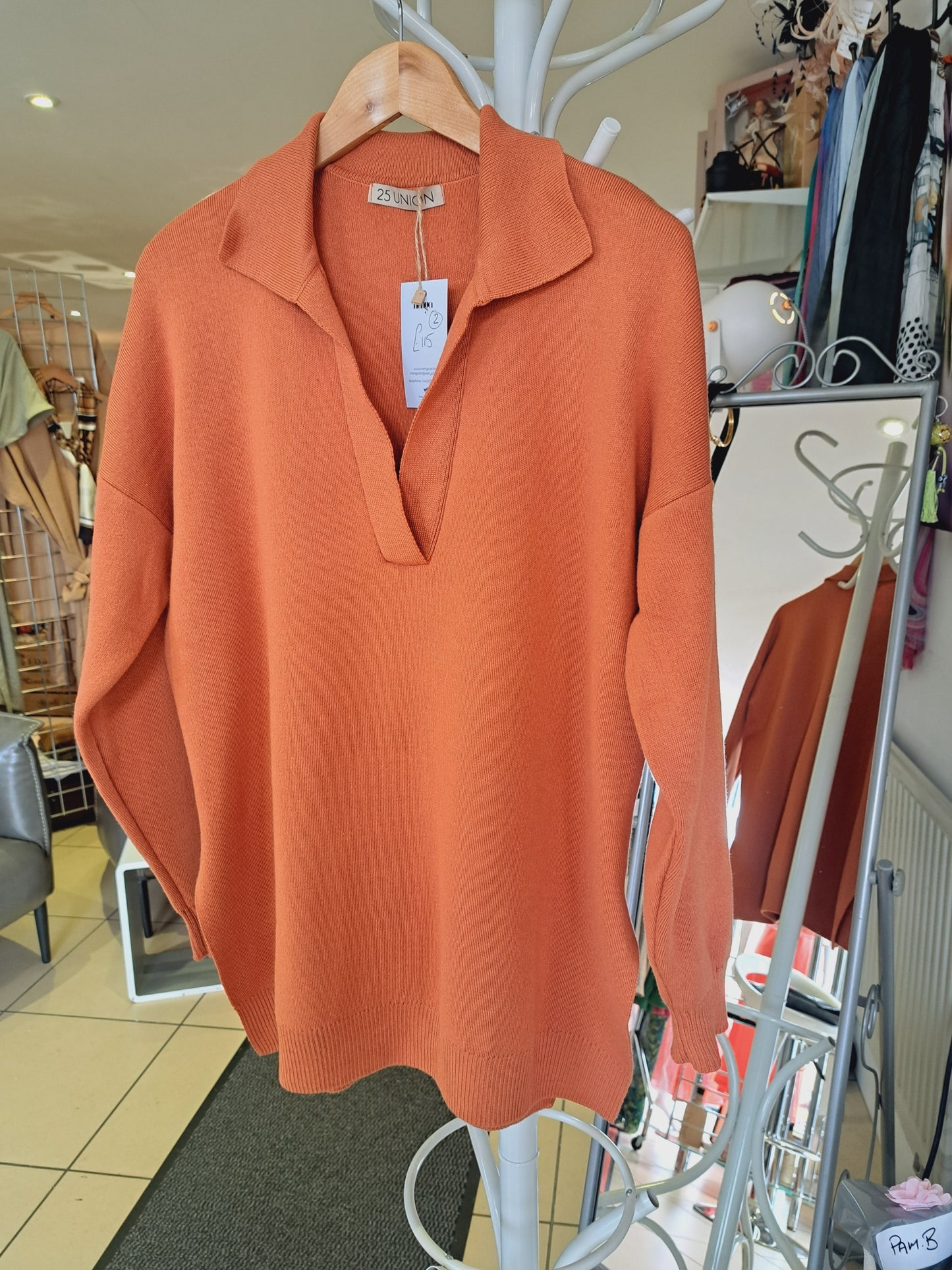 Polo style jumper Terracotta