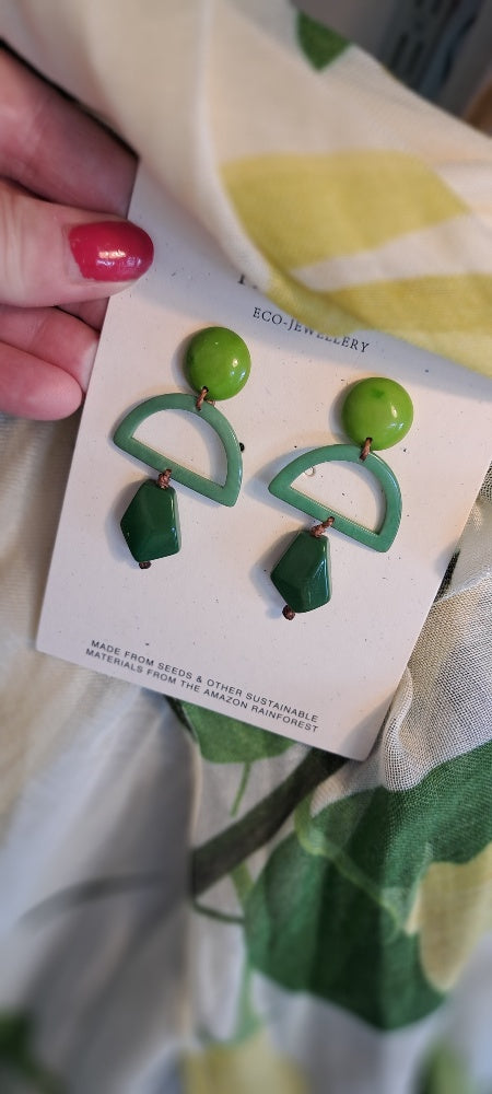 Sustainable green earrings