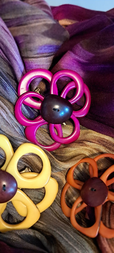 Tagua seed brooch