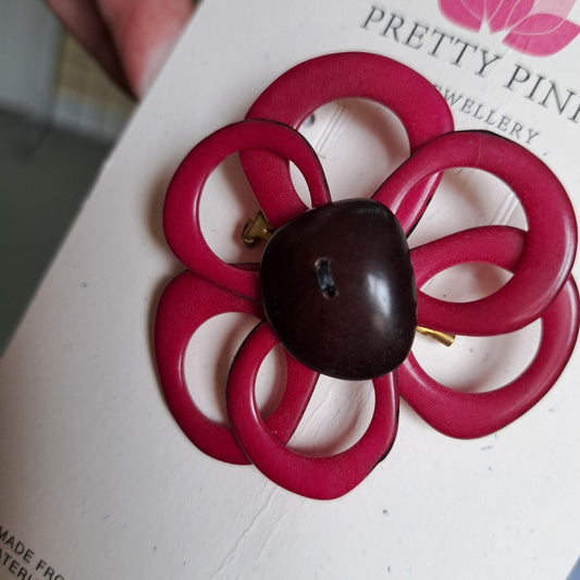 Tague nut seed brooch