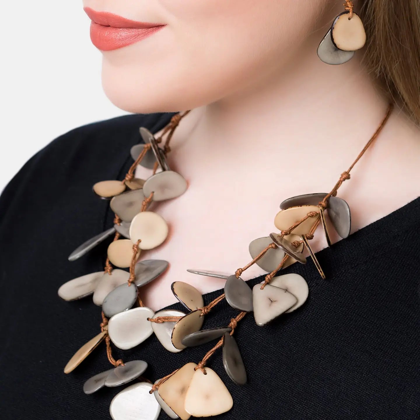 Neutral colours statement necklace