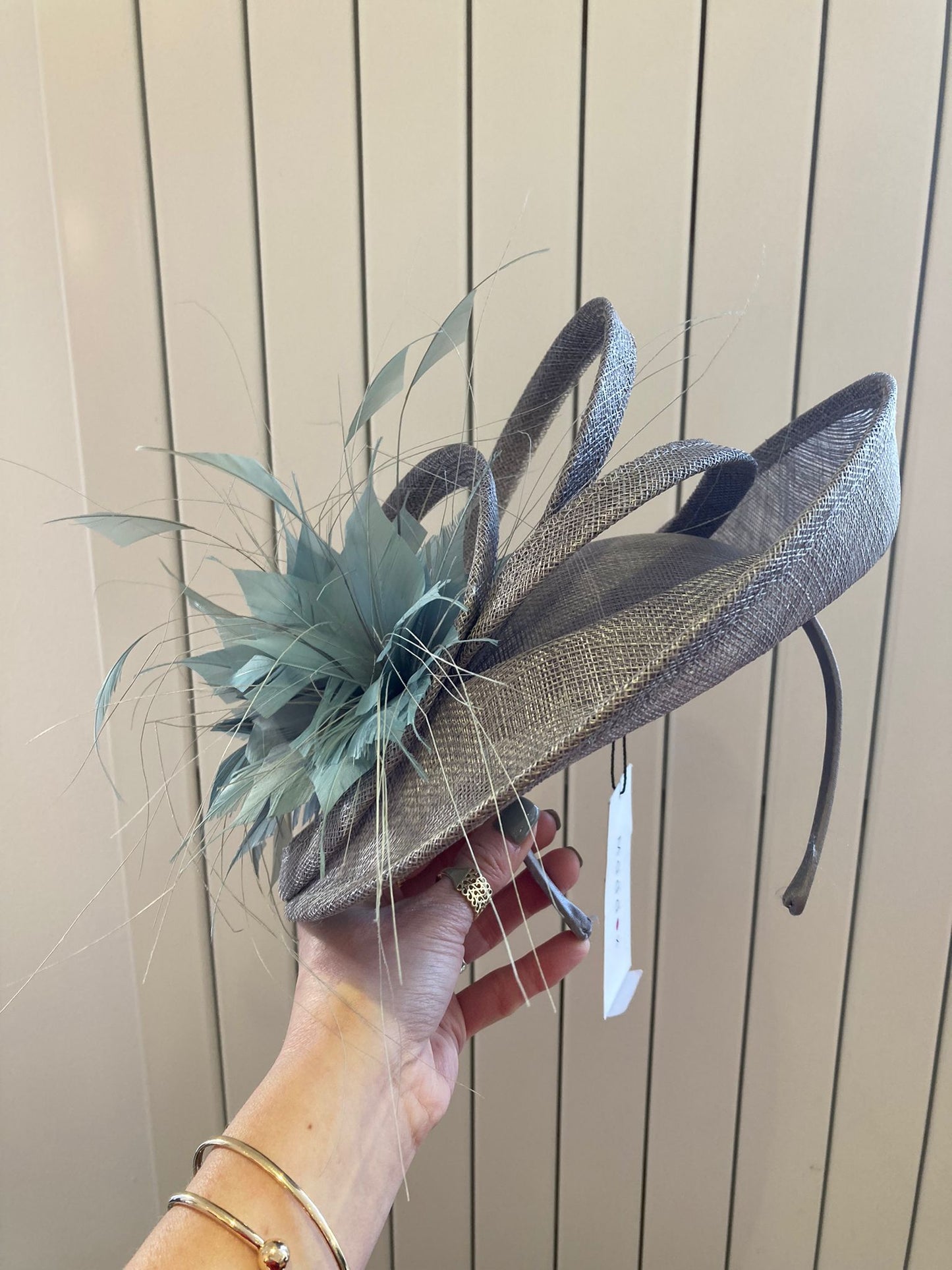 Storm grey fascinator - Maya Maya Ltd