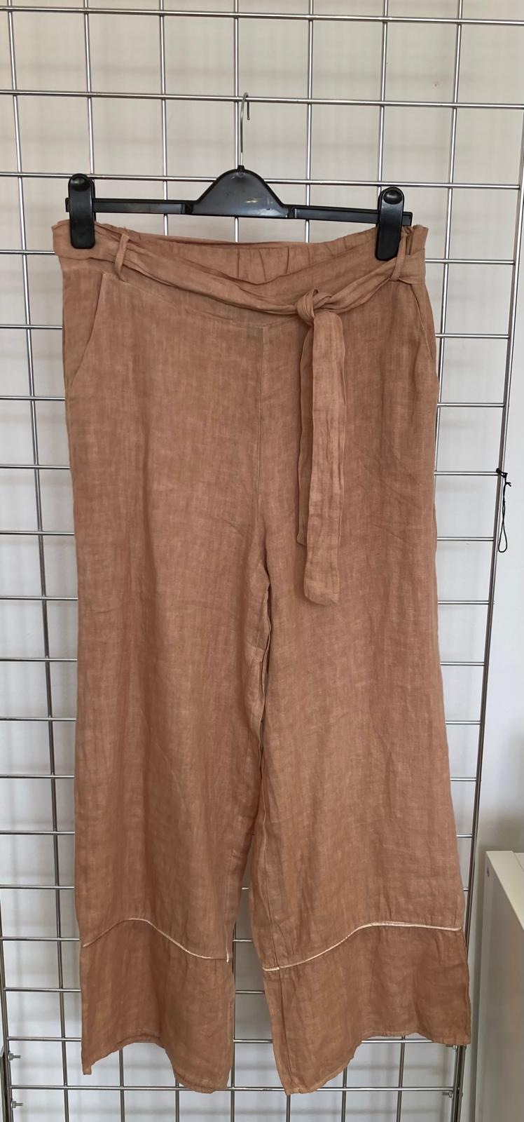 Tan linen pants - Maya Maya Ltd