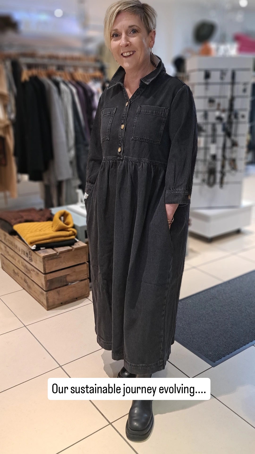 Sustainable denim look dress