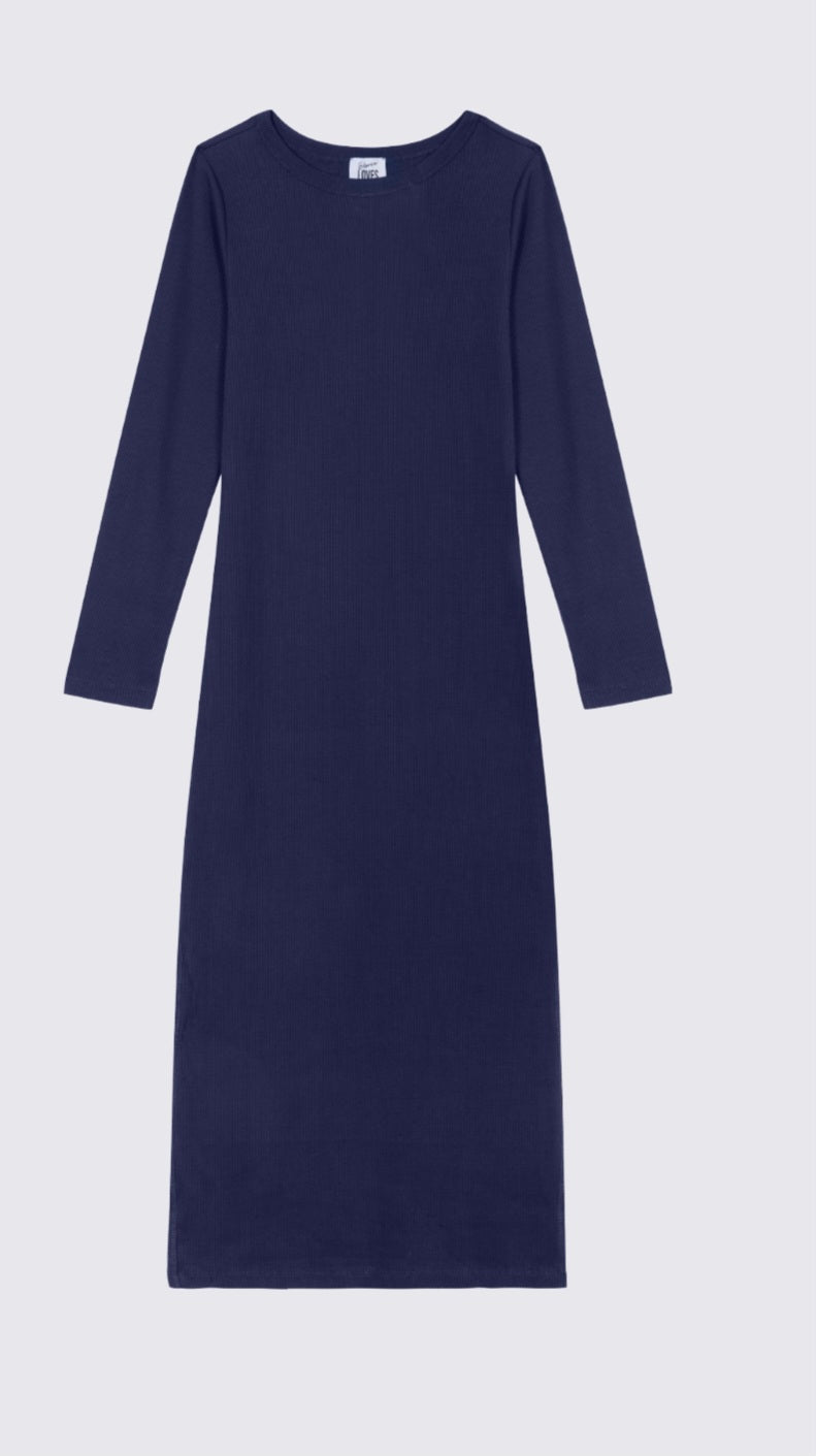 Long sleeved ribbed dress