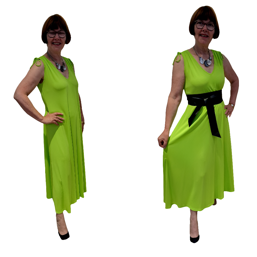 Tie shoulder A line midi dress