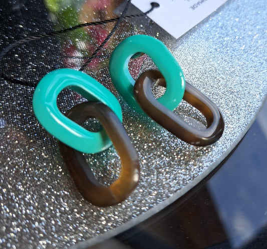 Aquamarine and brown horn earrings