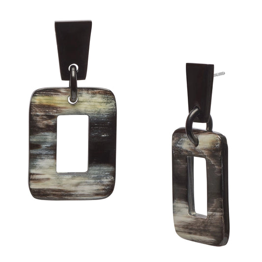 Horn rectangular earrings