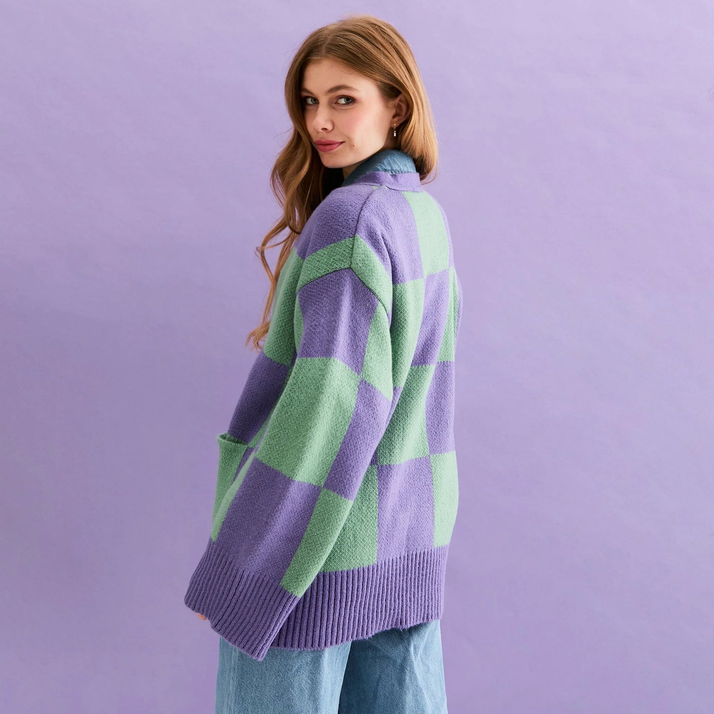 Chunky Cardi Green Purple