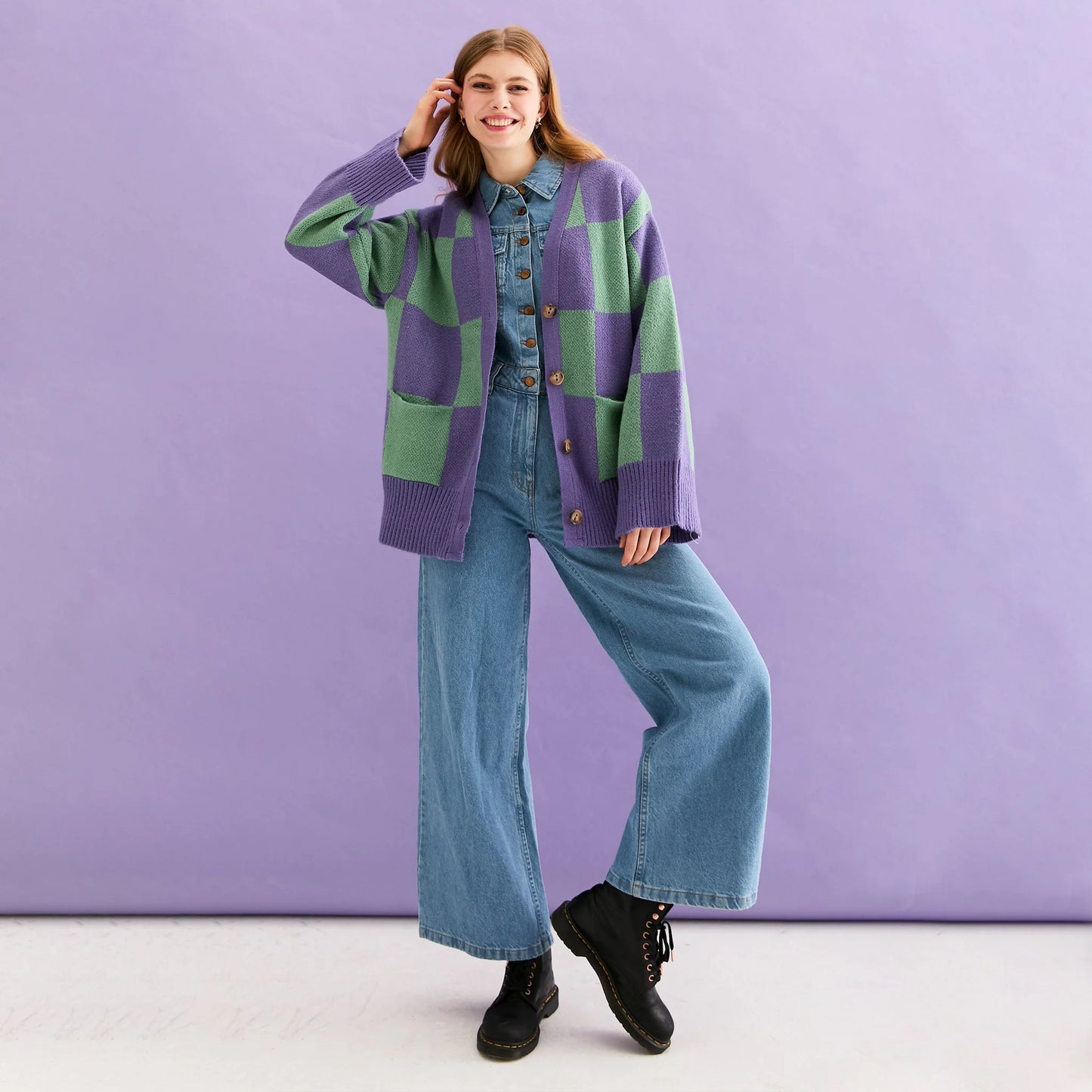 Chunky Cardi Green Purple