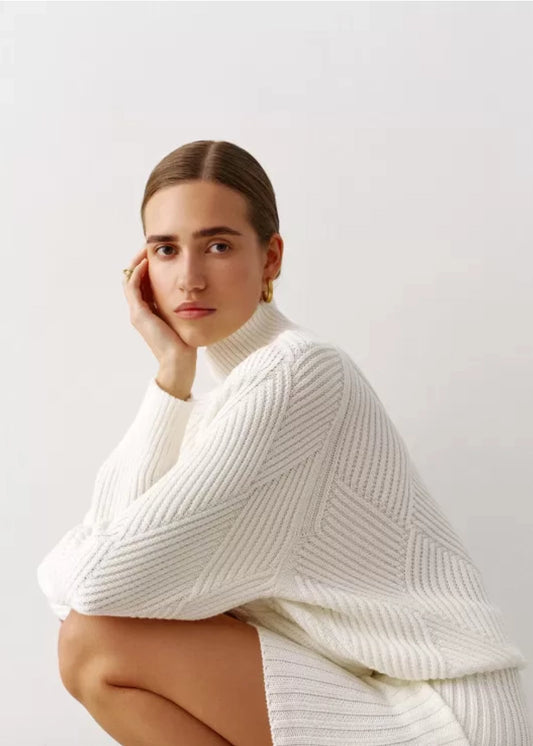 Geometric print high neck sweater