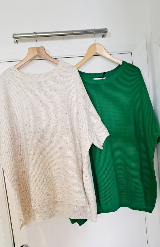 Ribbed short sleeve jumper green