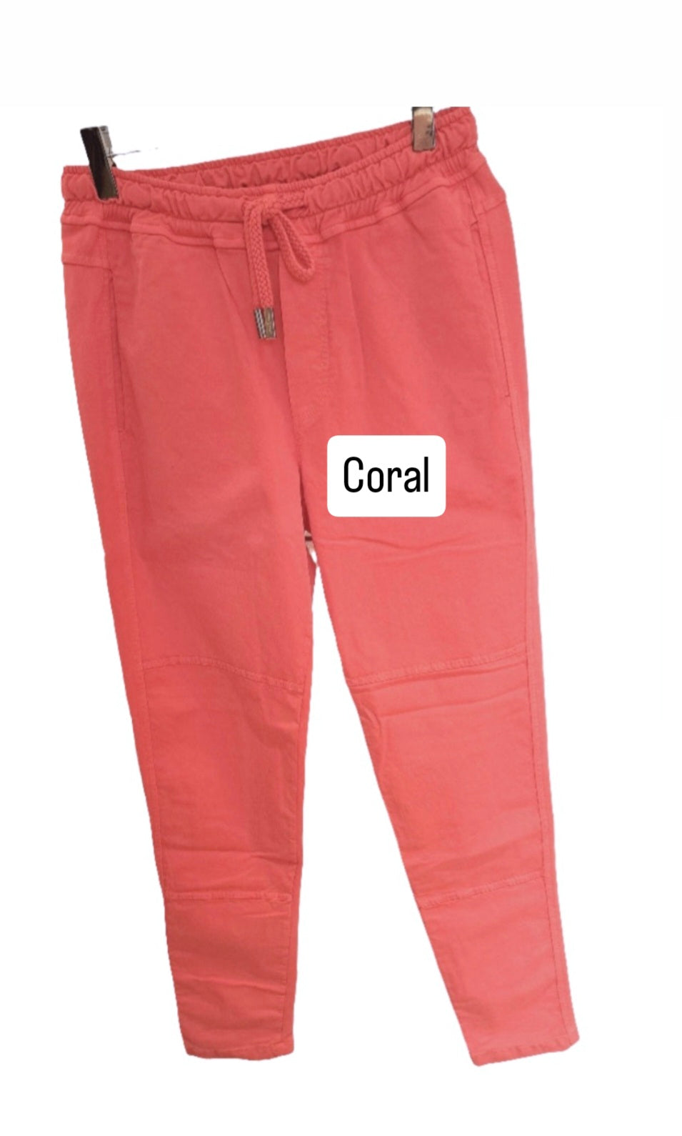 Pull on comfy cotton trousers.