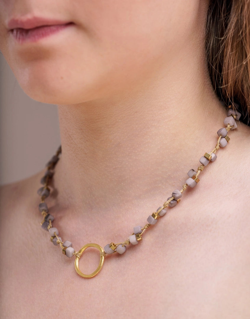 Delicate tagua squares necklace
