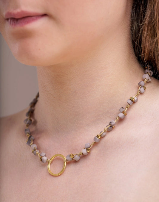 Delicate tagua squares necklace