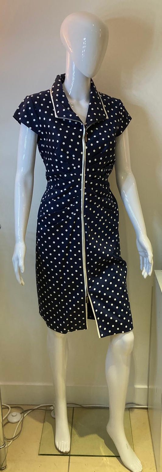 Stretch navy white spotty dress - Maya Maya Ltd